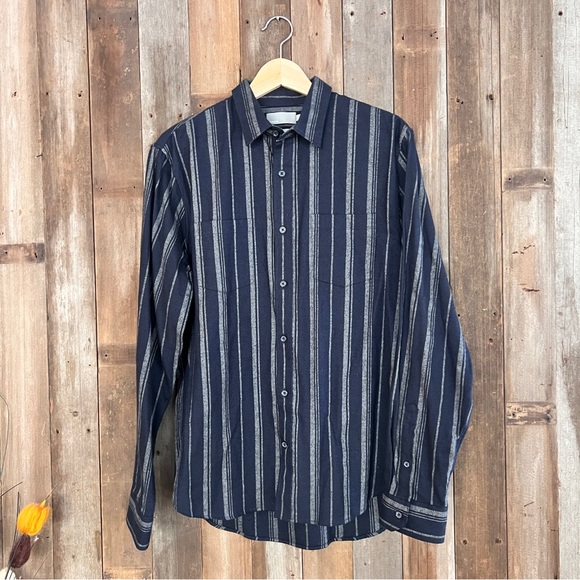 Vince Slim Fit Striped Flannel Button Down Shirt - Picture 2 of 7